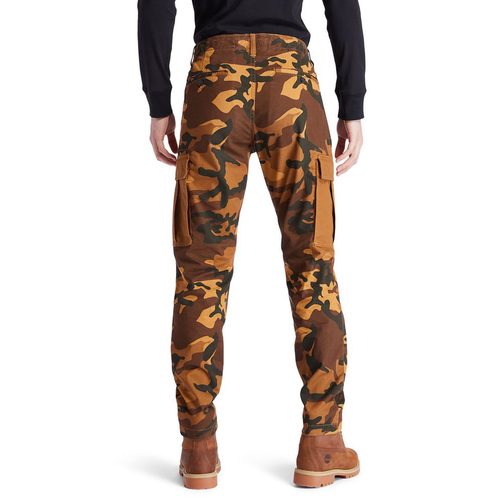 Timberland Παντελονια Ανδρικα Καφε - Lovell Lake Slim Tapered Camo Cargo - Greece 0436291-LQ